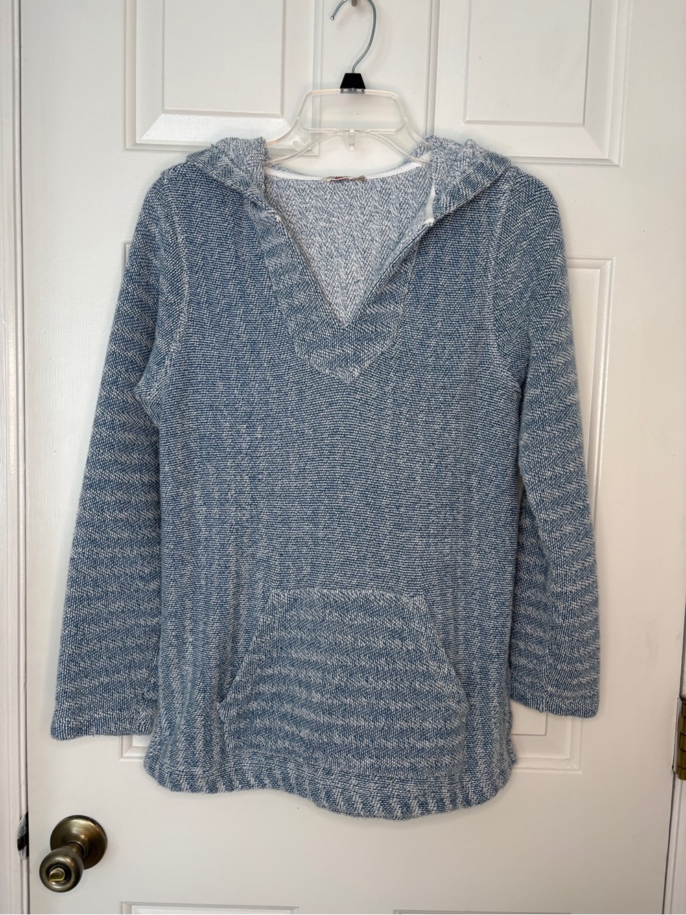 Faherty Whitewater Cotton Blue Marled Hooded Pullover